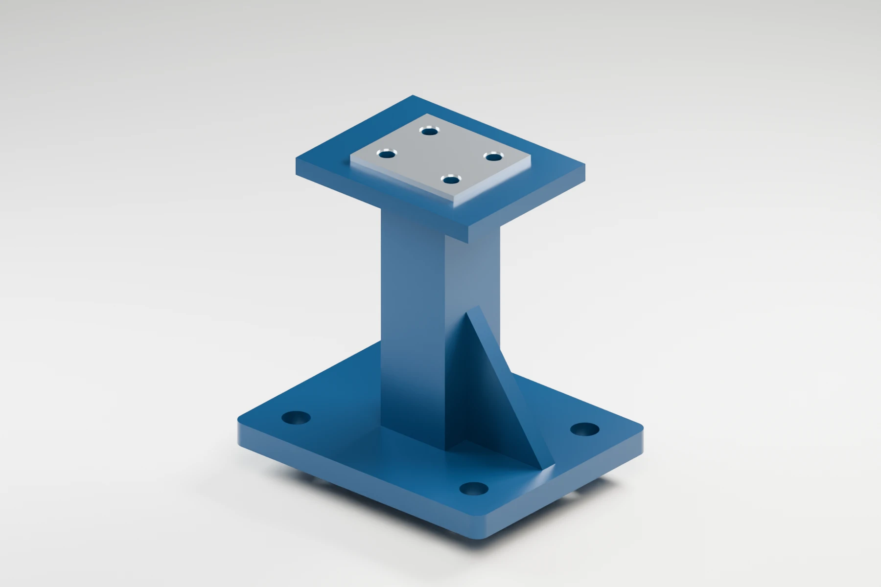 Suport mecanosoldat complet amb base d’acer, columna, reforç triangular i placa superior.